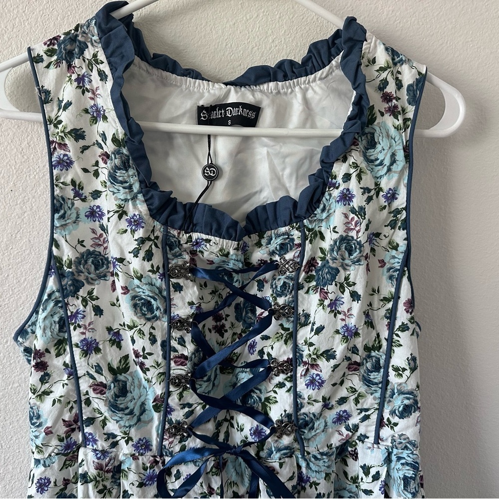Scarlet Darkness Blue Floral Corset Dress Size S - Picture 3 of 7